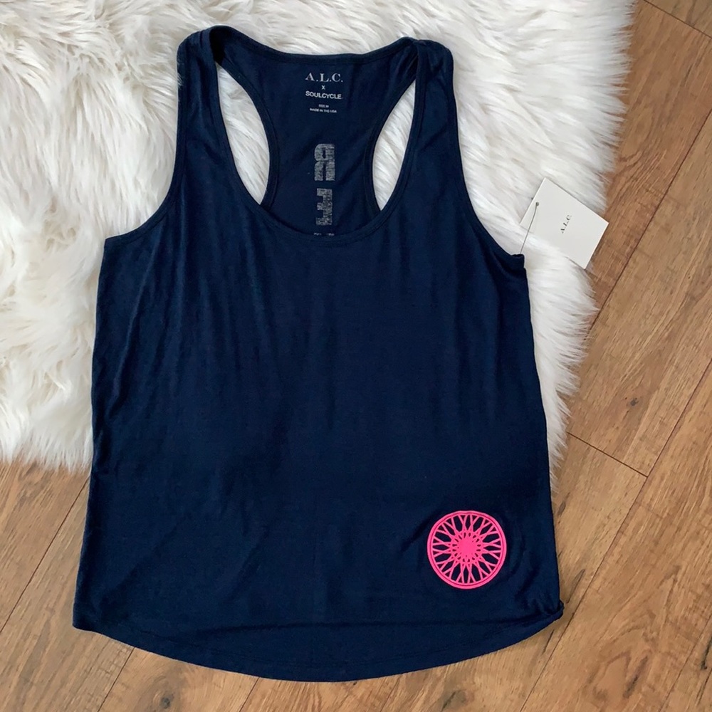 NWT A.L.C. x Soul Cycle Blue Pink Silver Racerback Tank Top Womens Medium